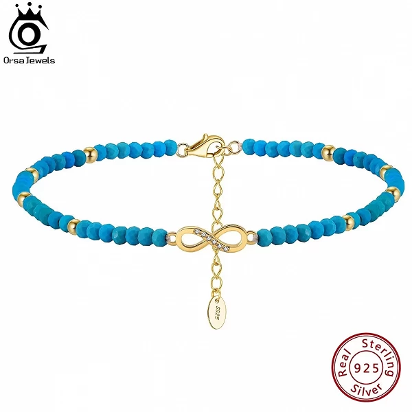 Bracelet de pied en argent regardé 925 pour femme, bracelets de cheville signe de l'infini, bracelet de pied turquoise|20,89 €|OKKO MODE