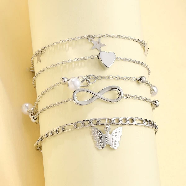 Ensemble de bracelets cheville bohèmes pour femmes bijoux jambe pendentif breloque perle papillon étoile cœur doc|3,01 €|OKKO MODE