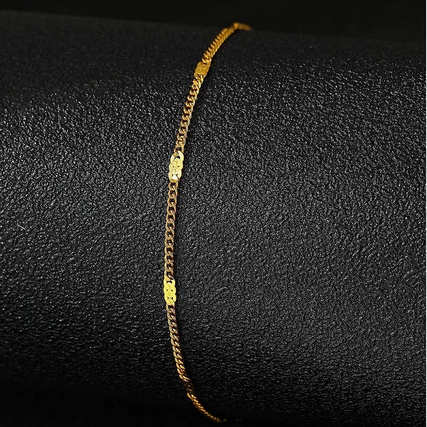 JOFine-Bracelet de cheville en acier inoxydable pour femme, fouet de luxe léger, paillettes de qualité, bijoux délicats, cadeaux|2,40 €|OKKO MODE