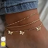 Bracelet de cheville avec pendentif papillon en métal simple pour femme, réglable, superposé, vintage, minimaliste, plage, ensem|2,00 €|OKKO MODE