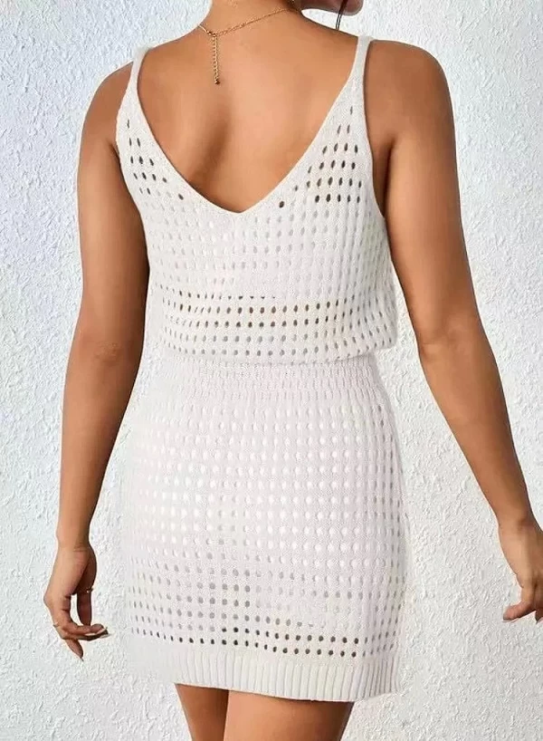 Robe de plage ajourée au crochet pour femmes, cover-up pour maillots de bain, barboteuse d'été, tenue simple et confortable|18,00 €|OKKO MODE