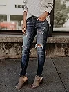 Jean déchiré et usé pour Femme, Slim à la Mode, Pantalon en Denim, taille haute jambes Étroites|26,46 €|OKKO MODE