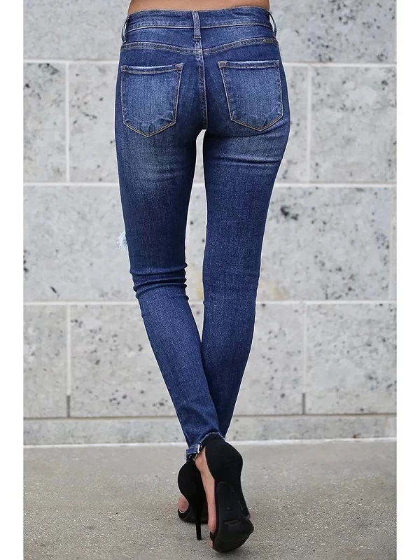 Jean déchiré et usé pour Femme, Slim à la Mode, Pantalon en Denim, taille haute jambes Étroites|26,46 €|OKKO MODE