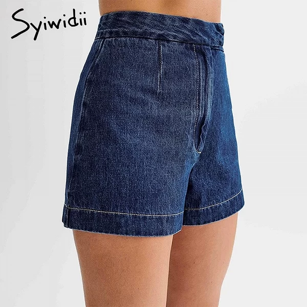 Ensemble en denim à simple boutonnage pour femmes, combi-short bleu en jean|44,99 €|OKKO MODE