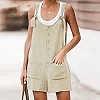 Combishort une pièce femme, combinaison noire, verte, beige, couleur unie, poches patché, sangle à nœud, salopette à boutons|16,50 €|OKKO MODE