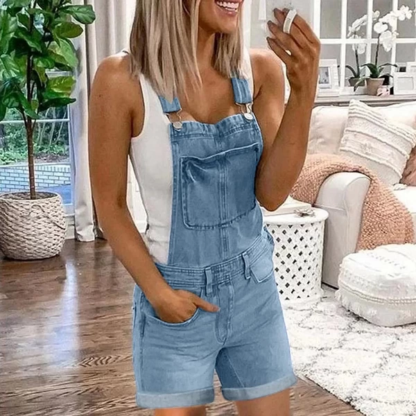 Salopette en Denim pour Femme, Sexy et à la Mode, Combinaison Délavée, Combishort bleu, noire|25,85 €|OKKO MODE