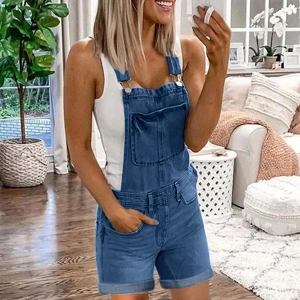 Salopette en Denim pour Femme, Sexy et à la Mode, Combinaison Délavée, Combishort bleu, noire|25,85 €|OKKO MODE