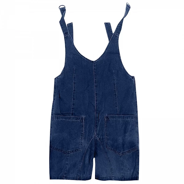 Barboteuse en jean à col en V pour femme, tenue décontractée, short en jean, ensemble une pièce, été|27,93 €|OKKO MODE