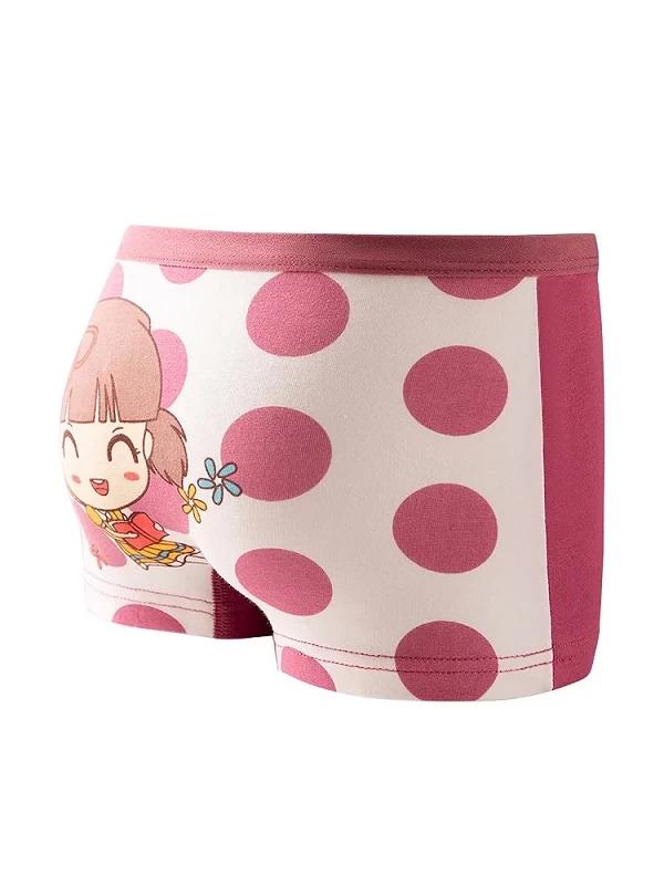 Ensemble de 4 Boxers en Coton Rose à Motif - Pour Petite Fille et Adolescente, Sous-Vêtement Dessin Animé Mignon|12,95 €|OKKO MODE