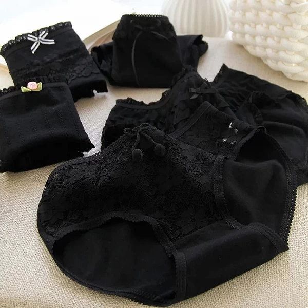 Culottes dentelle coton noir lot 6 filles ados été - Nouveauté chic & confort !|12,59 €|OKKO MODE