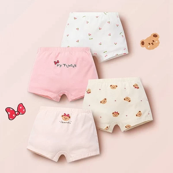 Lot de Culottes en Coton pour Fille avec Ours de Dessin Animé, Taille 4-11 ans|9,00 €|OKKO MODE