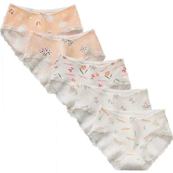 Ensemble de sous-vêtements en coton pour adolescentes: slips doux et confortables 8-16 ans, lot de 5 pièces colorées - okko-mode|1,89 €|OKKO MODE