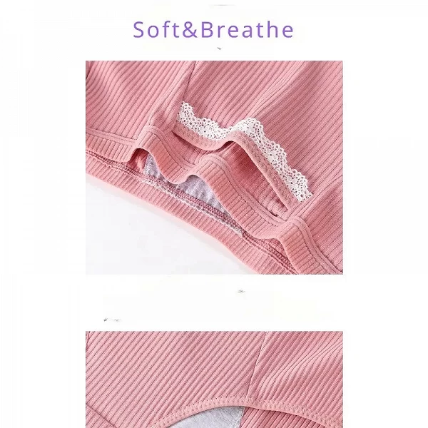 Sous-vêtement Menstruel de Poche en Pur Coton pour Femme, Culotte Sexuelle Japonaise, Filetée, Transparente, Taille Mi-AudiLarge|3,59 €|OKKO MODE