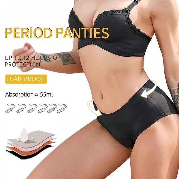 Culottes Menstruelles Invisibles sans Couture Noir Coton Ultra Absorbante pour Femmes/Lavables Réutilisables/Protection Périodiq|23,39 €|OKKO MODE