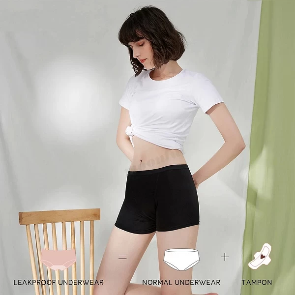 Culotte menstruelle flux très abondant, culottes menstruelles femme, taille haute Boxer Menstruel, Short Très Absorbant|15,11 €|OKKO MODE