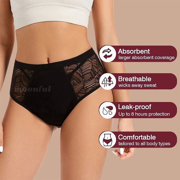 DROPSHIPPING-Culotte Menstruelle Taille Haute pour Femme, Sous-Vêtement en Dentelle pour Fille|6,93 €|OKKO MODE