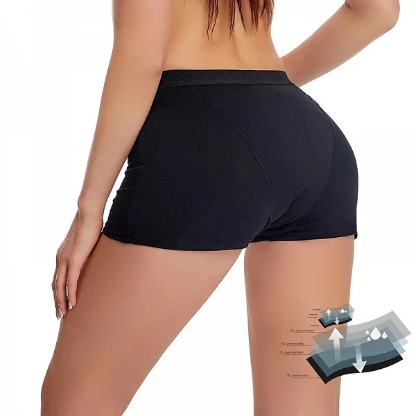 Sous-vêtement physiologique mi-auditif pour femme, boxer imperméable à quatre couches, boxer en coton respirant, culotte menstru|9,89 €|OKKO MODE