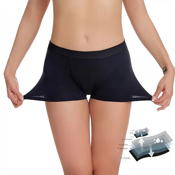 Sous-vêtement physiologique mi-auditif pour femme, boxer imperméable à quatre couches, boxer en coton respirant, culotte menstru|9,89 €|OKKO MODE