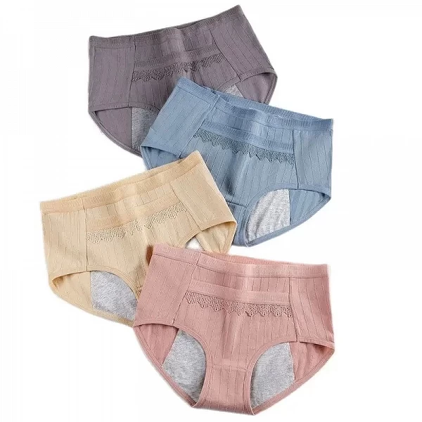 Culotte en coton pur pour femmes, sous-vêtement taille moyenne avec poche, anti-fuite, physiologique, période menstruelle|2,00 €|OKKO MODE