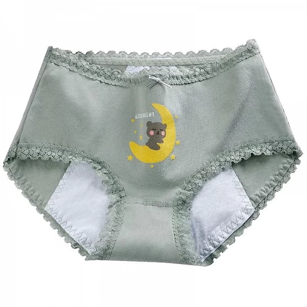 Culotte en gaze pure pour femme, sous-vêtement en coton, anti-retard, bord en dentelle|2,69 €|OKKO MODE