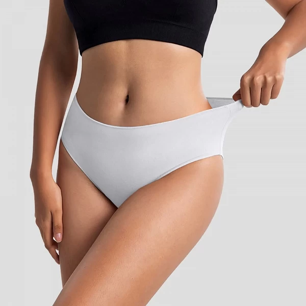 Culotte taille moyenne en coton élastique pour femme, sous-vêtement confortable à l'entrejambe, tongs menstruelles, nouvelle col|3,96 €|OKKO MODE