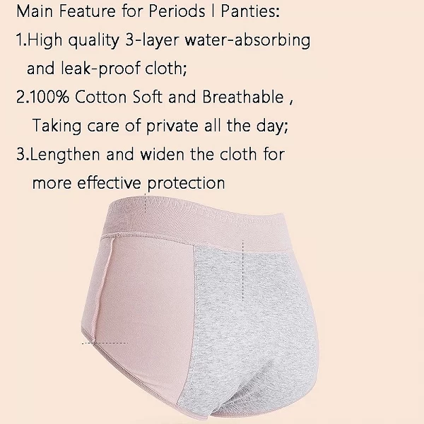 Culotte menstruelle taille haute pour femme, pantalon menstruel, sous-vêtement physiologique, coton, grande taille, slips fémini|1,98 €|OKKO MODE