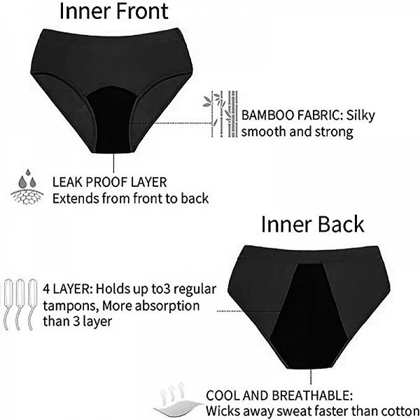 Bas de bikini à 4 couches pour femmes, maillots de bain pour la natation, sous-vêtements menstruels étanches, pantalons de bain |7,19 €|OKKO MODE