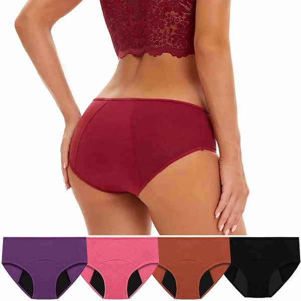 Sous-vêtements menstruels taille moyenne pour femmes, culottes post-partum pour dames, bas de bikini étanches, slips pour filles|8,99 €|OKKO MODE