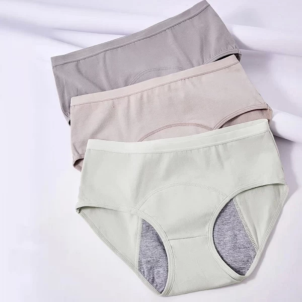 Culottes Menstruelles en Coton pour Femme, Sous-Vêtements de Taille Moyenne, Pantalon Physiologique, 3 Pièces|26,99 €|OKKO MODE