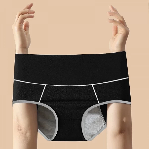 Culotte Menstruelle Taille Haute en Coton pour Femme, Sous-Vêtement Physiologique, Grande Taille, 4 Pièces|10,85 €|OKKO MODE