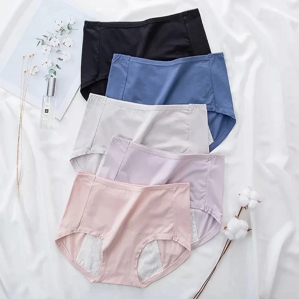 Culotte menstruelle taille haute pour femme, slip physiologique en coton, pantalon menstruel, sous-vêtement femme, 5 pièces par |4,95 €|OKKO MODE