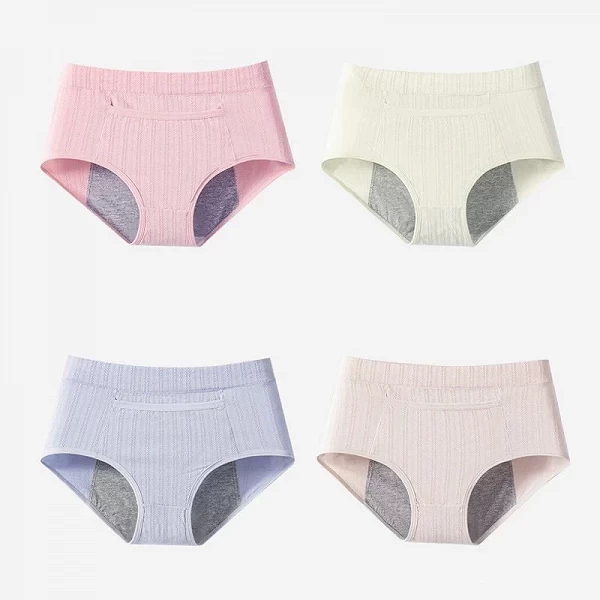 Culotte Menstruelle en Coton pour Femme et Fille, Sous-Vêtement Physiologique, Doux et Respirant, 4 Pièces|11,16 €|OKKO MODE