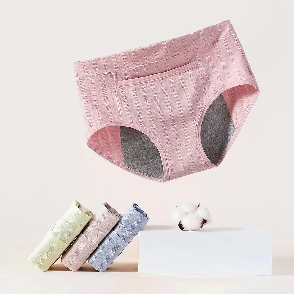 Culotte Menstruelle en Coton pour Femme et Fille, Sous-Vêtement Physiologique, Doux et Respirant, 4 Pièces|11,16 €|OKKO MODE