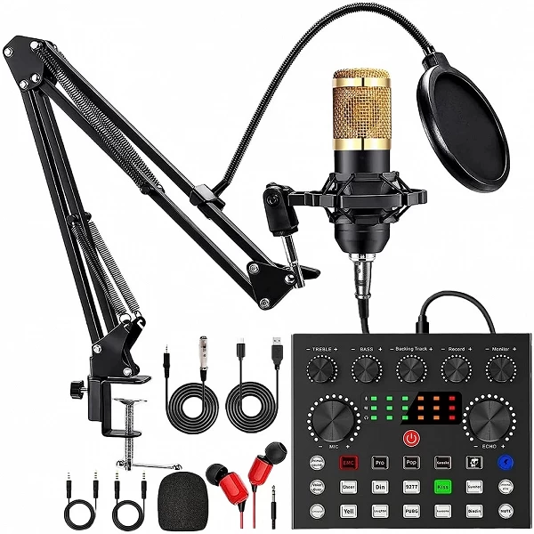 Kit podcast microphone BM800 et carte son V8: qualité audio ultime pour jeu, musique|44,23 €|OKKO MODE