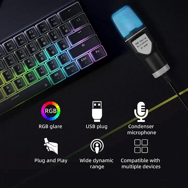 SF666R-Microphone à condensateur USB RVB pour gaming, podcast et streaming|7,98 €|OKKO MODE