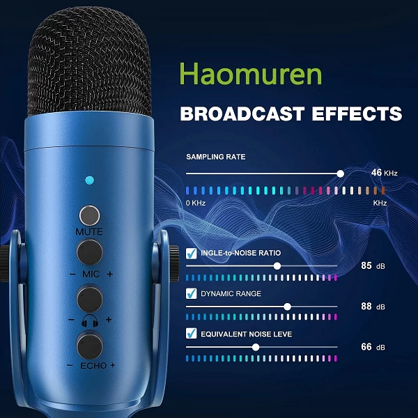 Microphone de podcast à condensateur USB Haomuren: qualité sonore exceptionnelle pour gamers professionnels et réunions en ligne|35,99 €|OKKO MODE