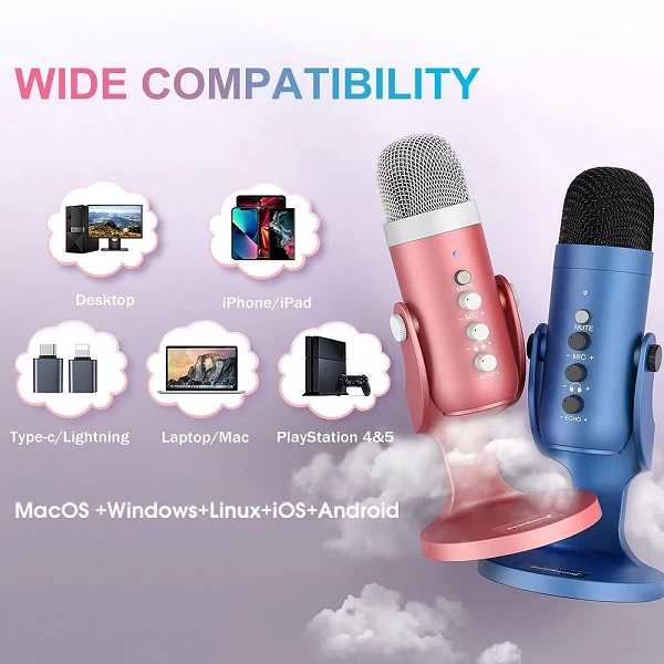 Microphone de podcast à condensateur USB Haomuren: qualité sonore exceptionnelle pour gamers professionnels et réunions en ligne|35,99 €|OKKO MODE