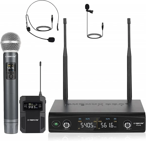 Microphones sans fil en métal Phenyx Pro - Qualité professionnelle, fréquences 2 x 30UHF|197,37 €|OKKO MODE