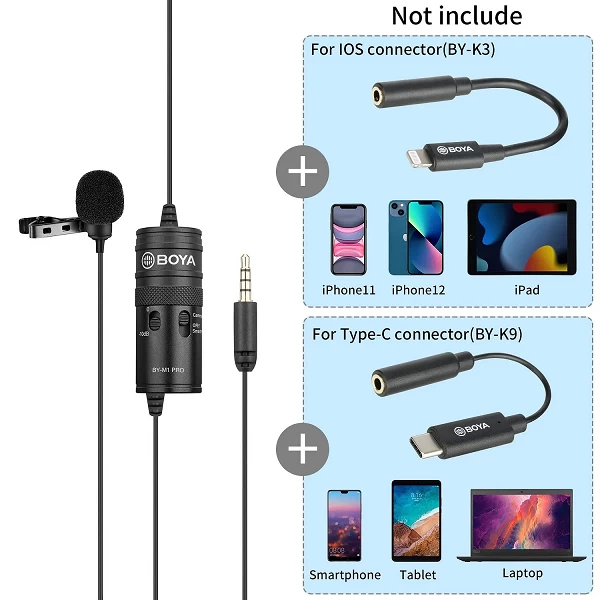 Microphone Lavalier filaire Boya TRRS BY-M1 PRO/BY-M1 PRO II 3.5mm - Son professionnel pour Smartphone, Appareil photo PC|18,86 €|OKKO MODE