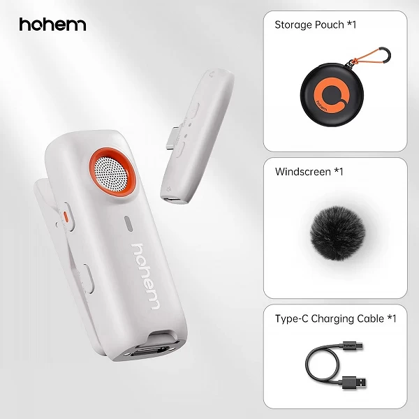 Micro sans Fil Hohem MIC-01 Lavalier Revers pour iPhone Android PC USB-C|69,81 €|OKKO MODE