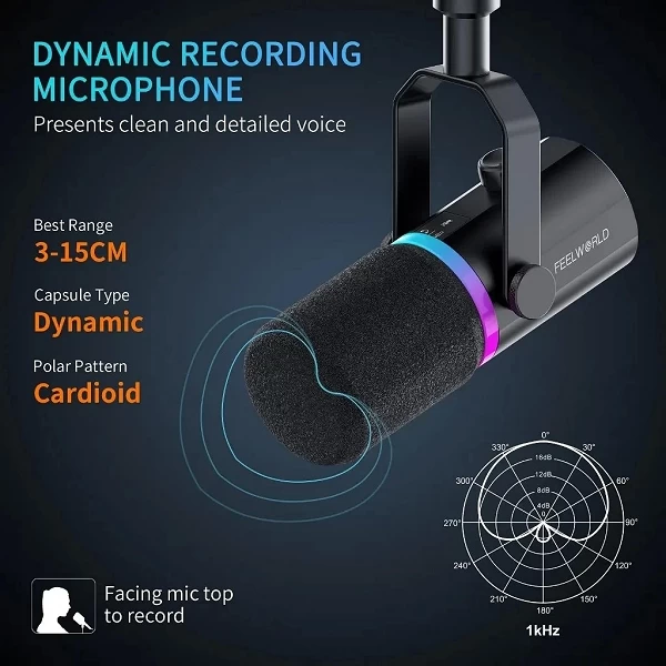 Microphone dynamique FEELWORLD PM1-XS pour podcasting et gaming en direct|73,14 €|OKKO MODE