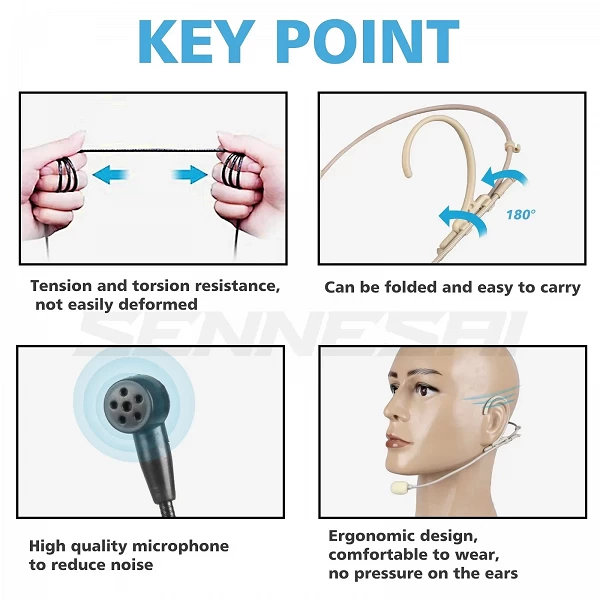 Microphone à condensateur unidirectionnel pliable pour Shure Sennheiser AKG, bande de sauna|4,00 €|OKKO MODE