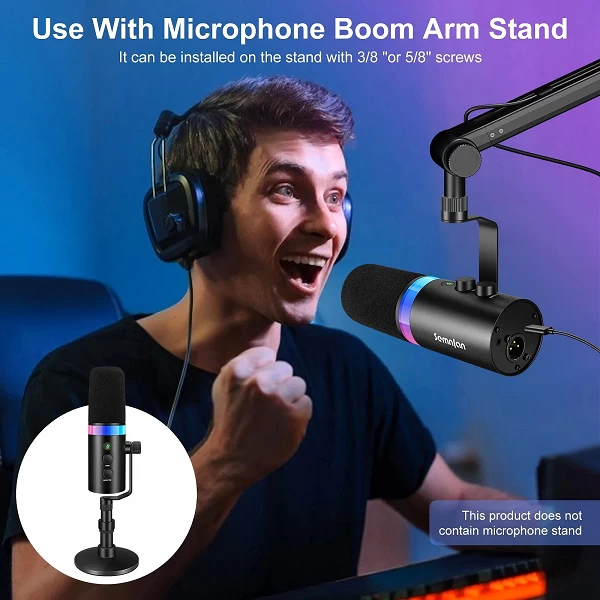 SEMNLAN-Microphone dynamique USB/XLR, contrôle du volume, prise de téléphone pour sauna, muet tactile, carte son pour jeu PC You|52,13 €|OKKO MODE