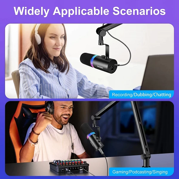 SEMNLAN-Microphone dynamique USB/XLR, contrôle du volume, prise de téléphone pour sauna, muet tactile, carte son pour jeu PC You|52,13 €|OKKO MODE