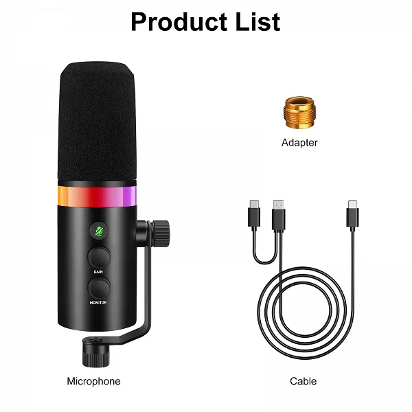 SEMNLAN-Microphone dynamique USB/XLR, contrôle du volume, prise de téléphone pour sauna, muet tactile, carte son pour jeu PC You|52,13 €|OKKO MODE