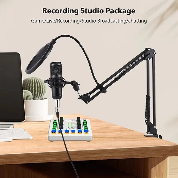 Microphone à condensateur avec kit de carte son en direct Plug and Play, changeur de voix, ensemble d'équipement de podcast, car|51,50 €|OKKO MODE