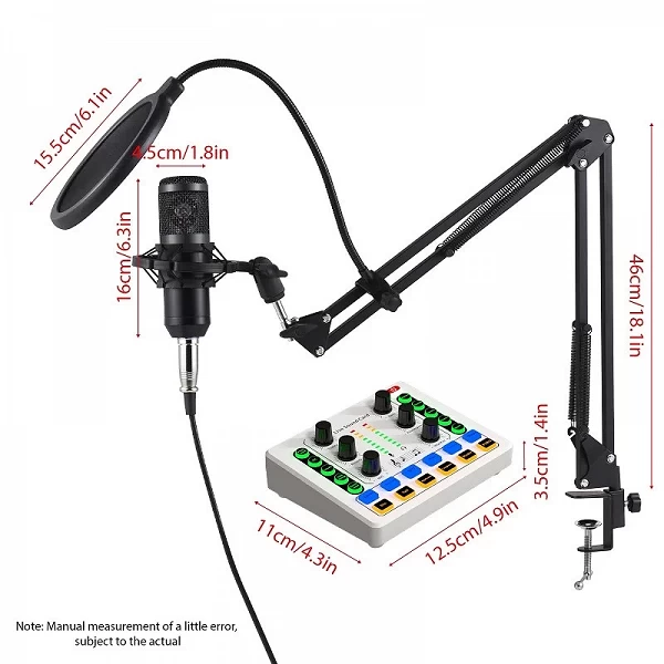 Microphone à condensateur avec kit de carte son en direct Plug and Play, changeur de voix, ensemble d'équipement de podcast, car|51,50 €|OKKO MODE