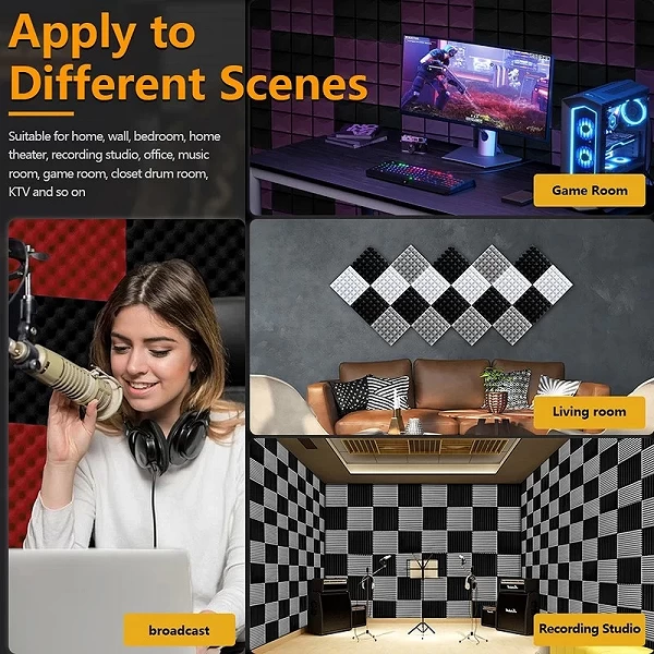 Éponge acoustique de studio, pour bureau de studio statique, podcasting, traitement acoustique, mousse panneau isolation|18,89 €|OKKO MODE