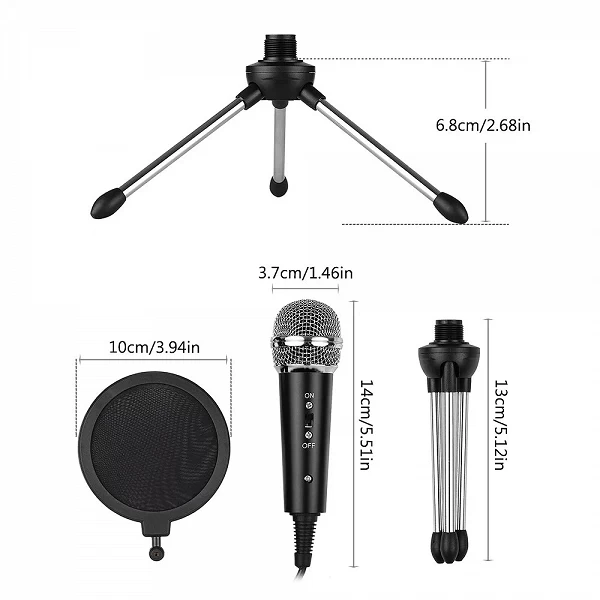 Kit de Microphone vidéo, trépied de bureau, avec prise de 3.5mm, pour PC, YouTube, vidéo Skype, chat, jeu, enregistrement de Pod|11,00 €|OKKO MODE