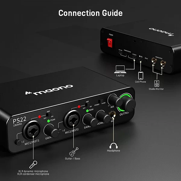 MAONO PS22-Carte son externe professionnelle, écouteurs microécologiques, programmables, pour microphones de podcasting|620,99 €|OKKO MODE